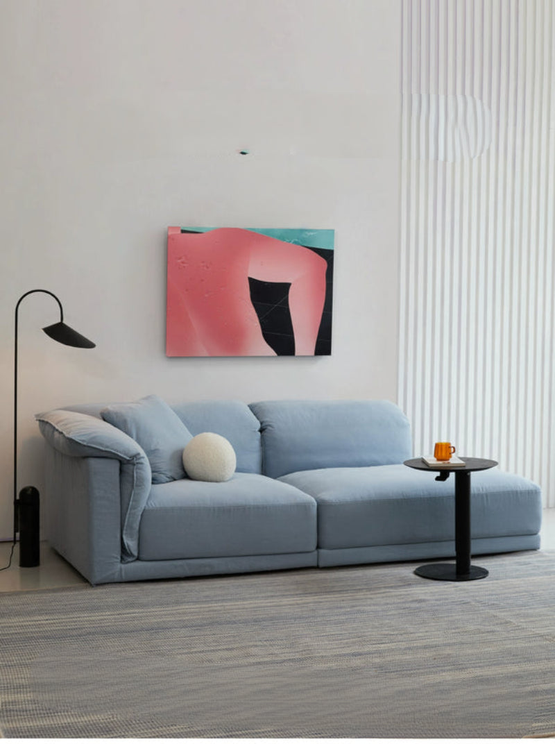 Blue Cotton and Linen Fabric Sofa Small Living Room Multi-person Removable and Washable Free Combination Module Straight Row