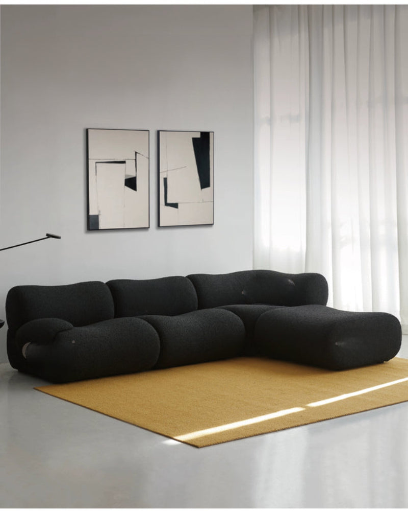 curved fabric sofa lambskin