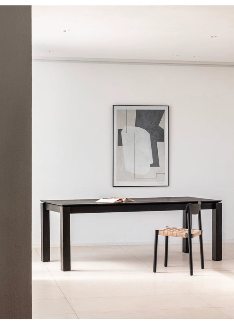 black solid wood dining table  rectangular ash wood