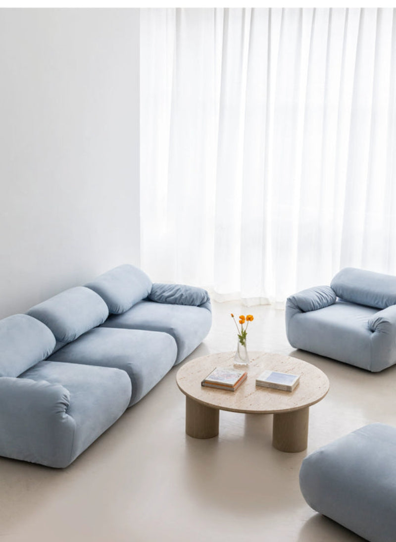 Home Furnishing Single Sofa Blue Italian Minimalist Living Room Fabric Folding Lazy Backrest Adjustable