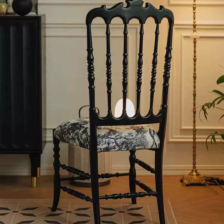 French medieval Napoleon chair solid wood dining chair American light luxury high-end soft pack retro dining table chair backrest chair