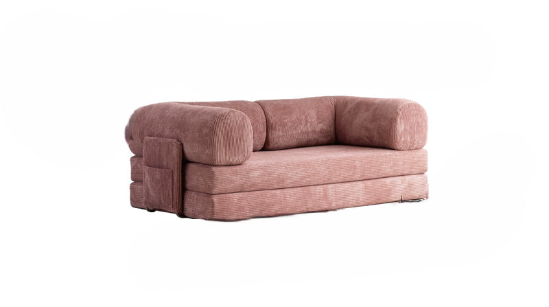 dual-use sofa bed movable fabric module sofa three-person folding high-end sofa pink
