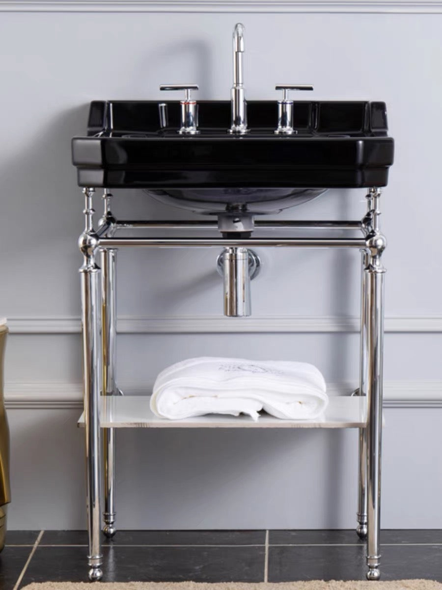 Hudson English Retro Brass Ceramic Bracket Washbasin - Black