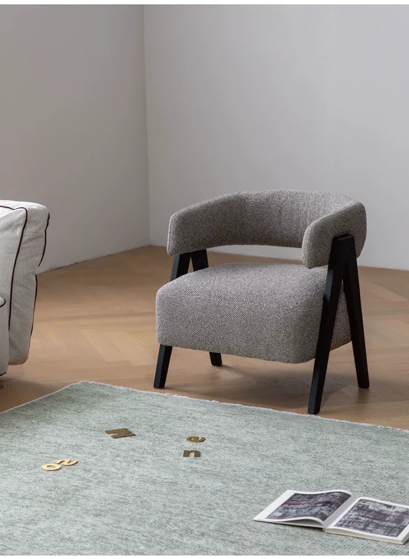single sofa chair fabric medieval style Italian modern solid wood lazy chair leisure chair armchair