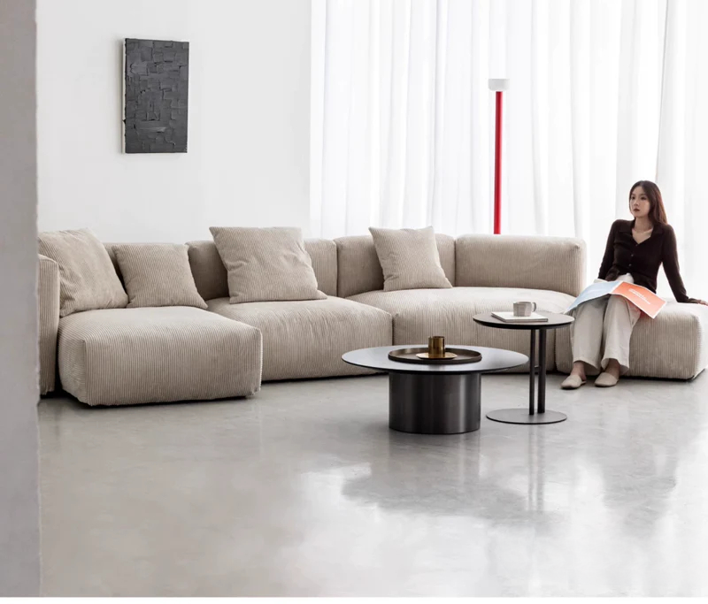 Home Furnishing Corduroy Fabric Sofa Module Combination Nordic Simple Living Room Removable and Washable Tofu Block Sofa