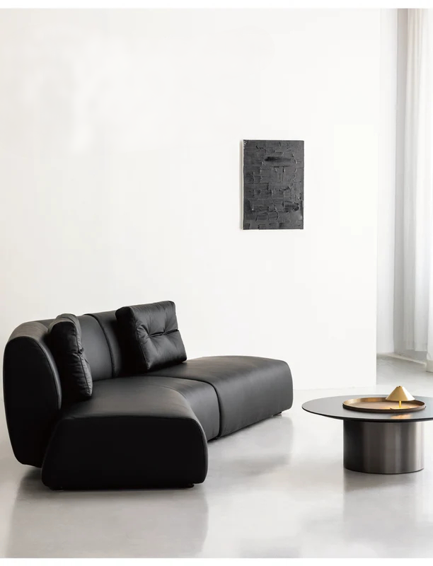 Home Leather Sofa Bevel Black Light Luxury High-end Designer Minimalist Modular Corner Special-shaped Sofa