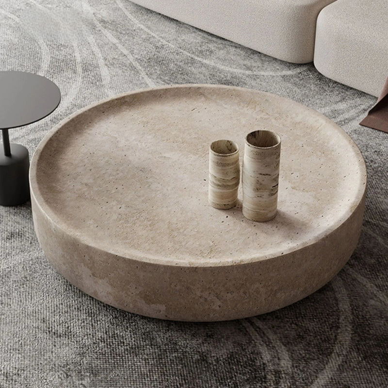 Modern Polished Beige Travertine Table Natural Stone High Quality, Durable for Villa Application