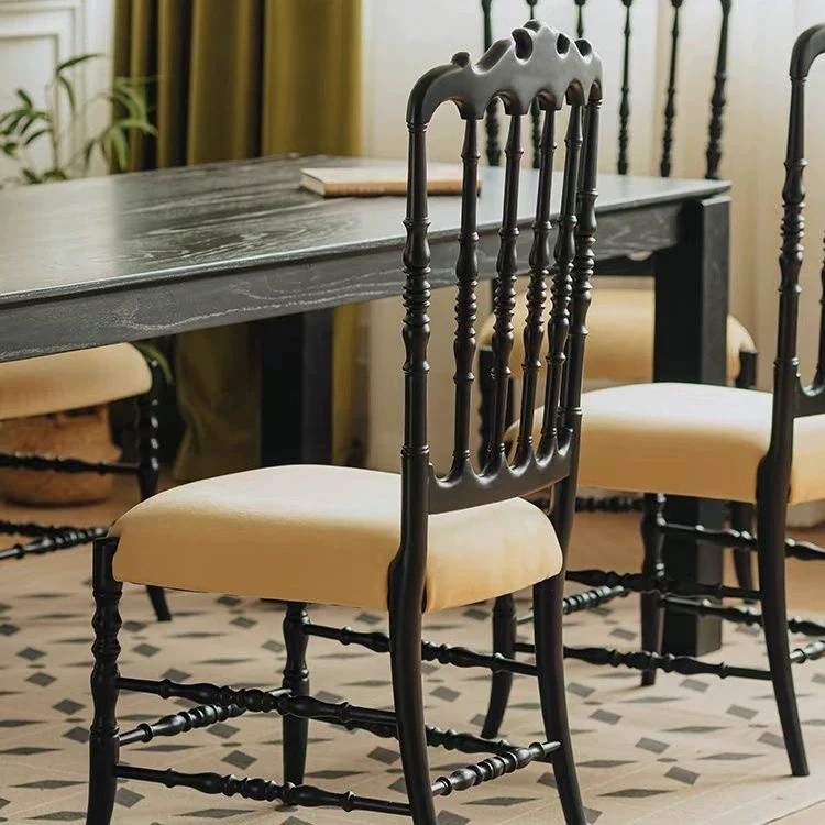 French medieval Napoleon chair solid wood dining chair American light luxury high-end soft pack retro dining table chair backrest chair