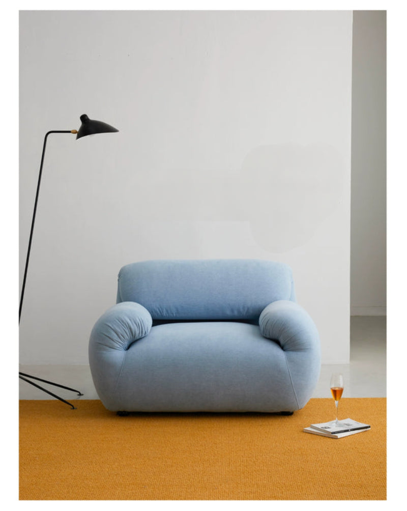 Home Furnishing Single Sofa Blue Italian Minimalist Living Room Fabric Folding Lazy Backrest Adjustable