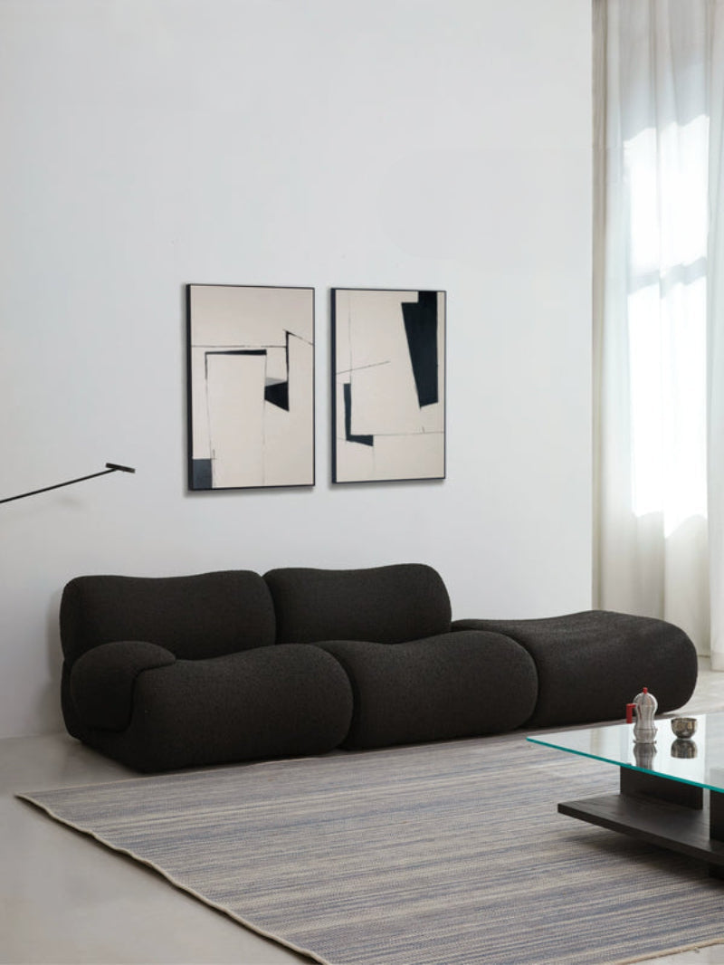 curved fabric sofa lambskin