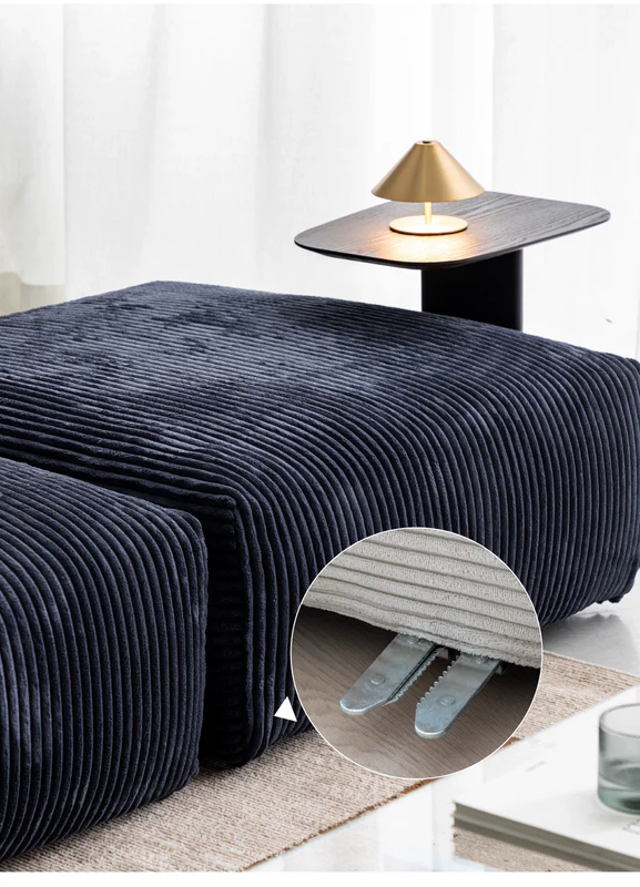 Home Furnishing Corduroy Fabric Modular Sofa Dark Blue Minimalist Free Combination Living Room Small Apartment Tofu Block