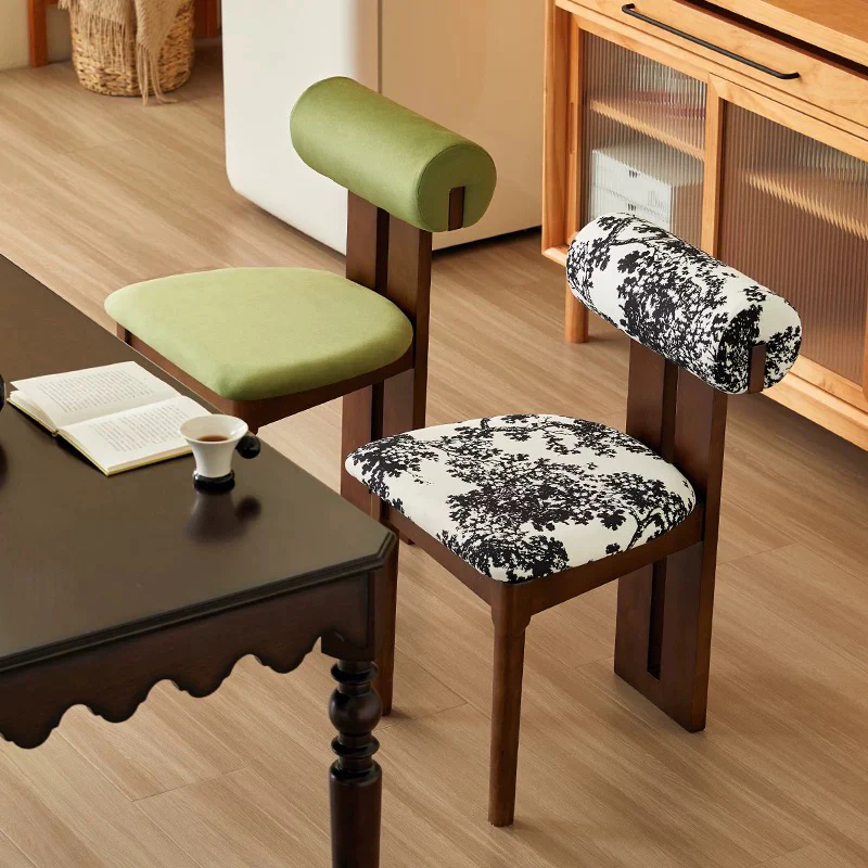 solid wood fabric dining chair casual simple dressing table chair