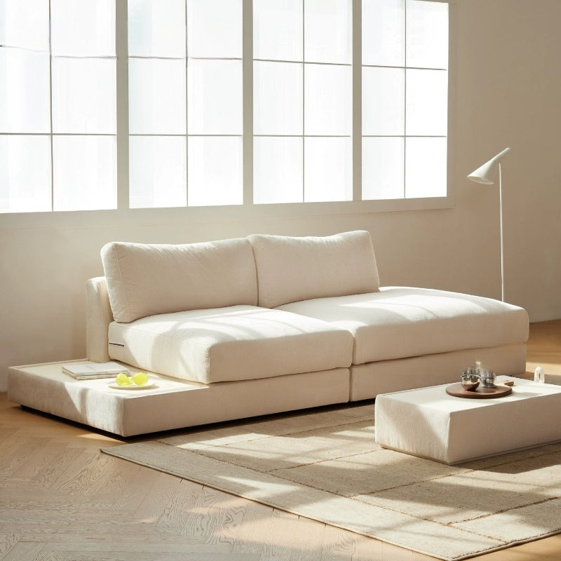 Home Furnishing Blue Fabric Chenille Module Living Room Straight Armrest Storage Box Tofu Block Supo Sofa
