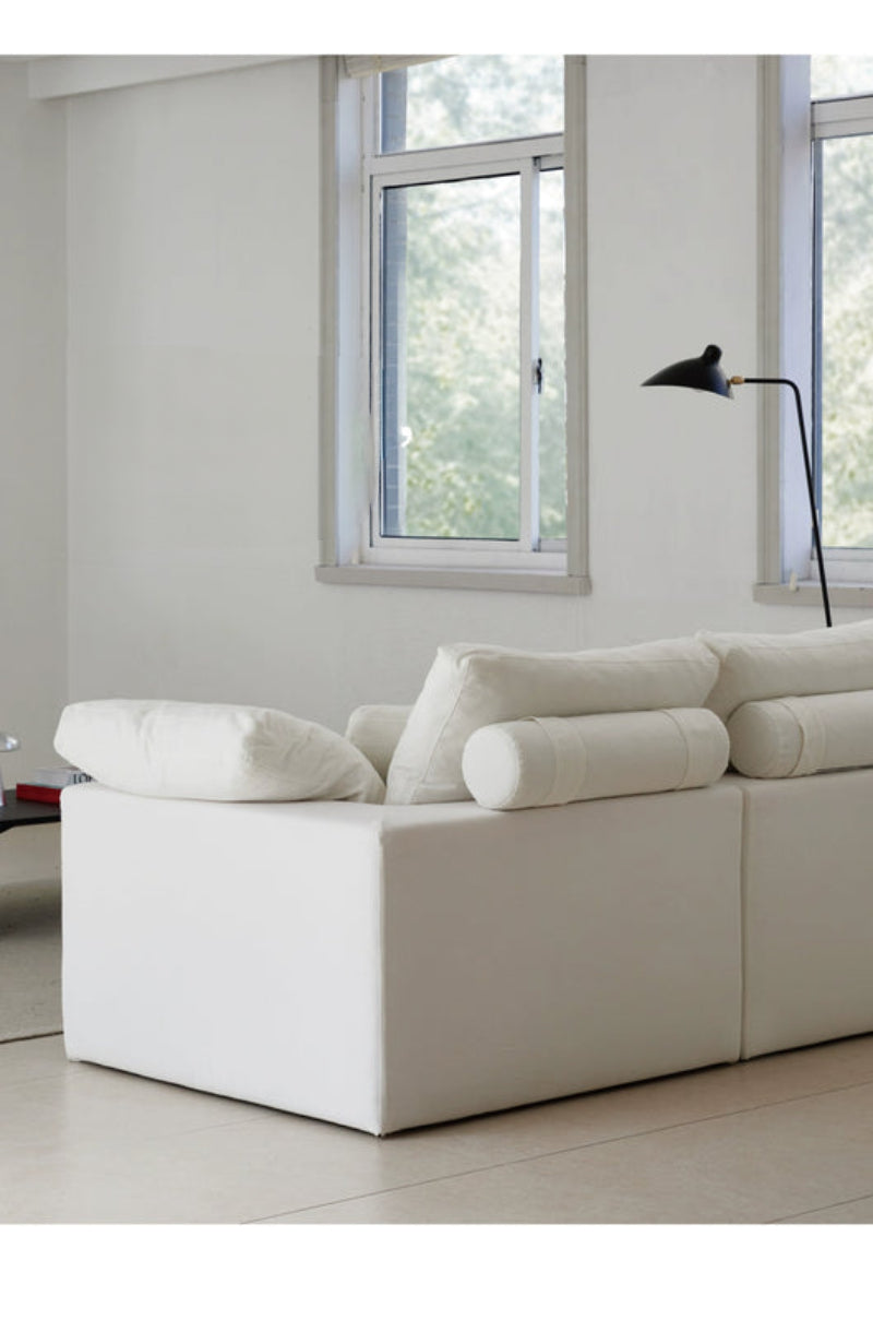Home Furnishing Cloud Sofa Cream Style Wabi Sabi Style Linen Fabric Down Module Fully Removable and Washable Sofa