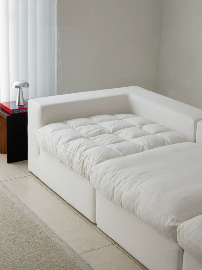 Home Furnishing Cloud Sofa Cream Style Wabi Sabi Style Linen Fabric Down Module Fully Removable and Washable Sofa