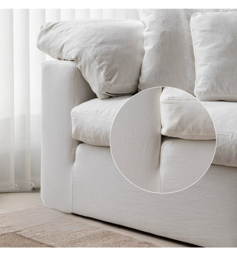 Home Furnishing Cloud Sofa Cream Style Wabi Sabi Style Linen Fabric Down Module Fully Removable and Washable Sofa