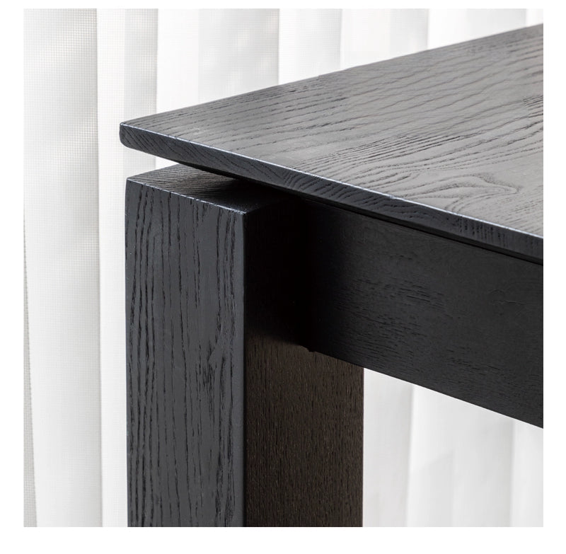 black solid wood dining table  rectangular ash wood