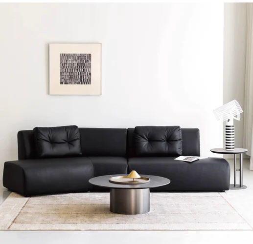 Home Leather Sofa Bevel Black Light Luxury High-end Designer Minimalist Modular Corner Special-shaped Sofa