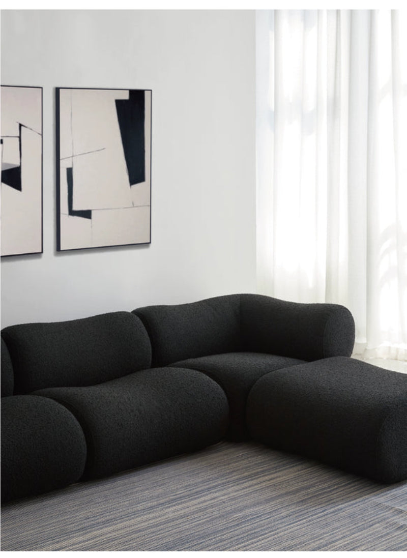 curved fabric sofa lambskin