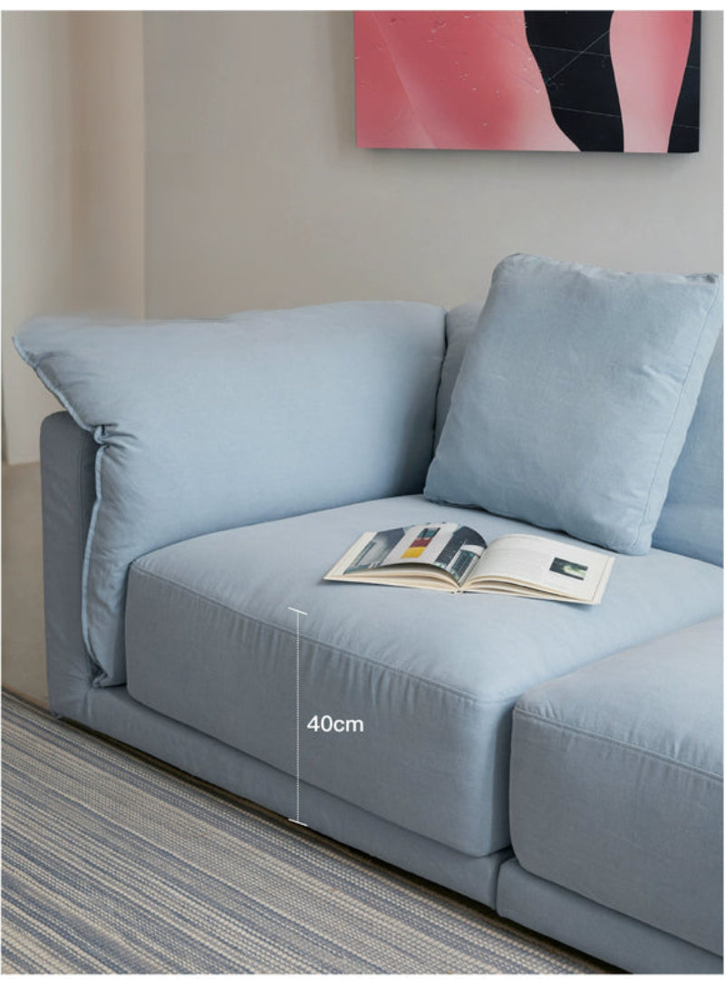 Blue Cotton and Linen Fabric Sofa Small Living Room Multi-person Removable and Washable Free Combination Module Straight Row