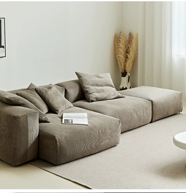 Home Furnishing Corduroy Fabric Modular Sofa Dark Blue Minimalist Free Combination Living Room Small Apartment Tofu Block
