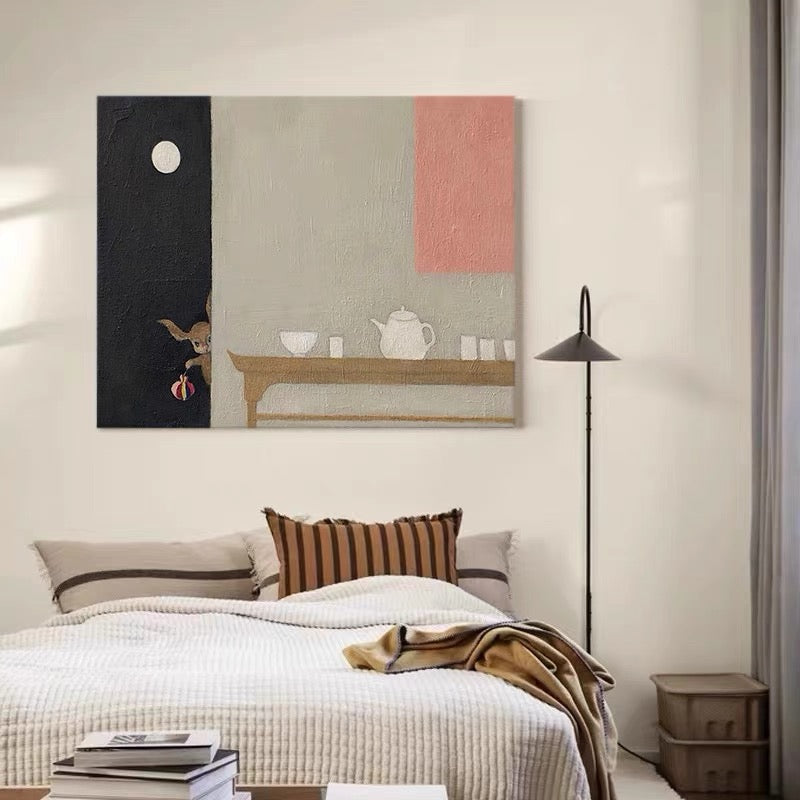 hand-painted oil painting "Under the Moonlight" living room silent wind hanging painting bedroom porch decorative painting handmade