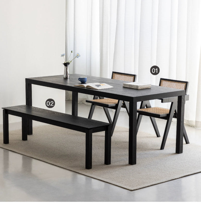 minimalist dining table ash solid wood high-end designer dining table and chair combination original wood color desk