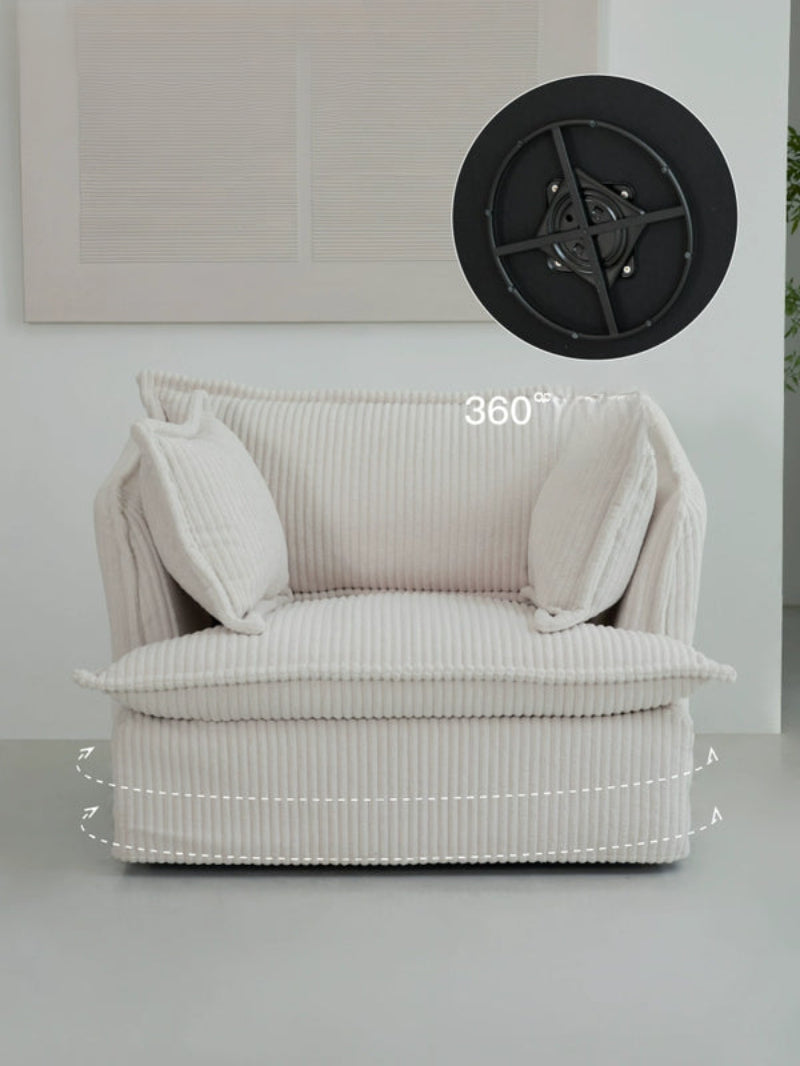Musheng Home Fabric Single Sofa Living Room French Lazy Leisure Swivel Chair American Small Apartment Swivel Sofa Chair