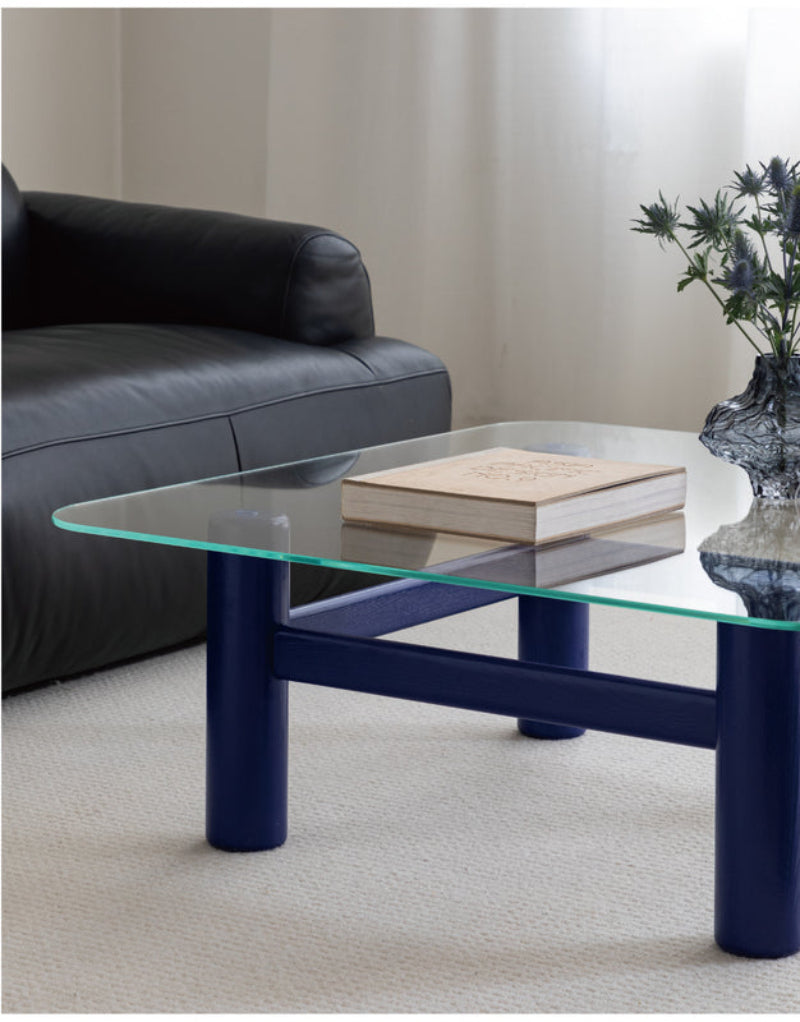 glass coffee table solid wood