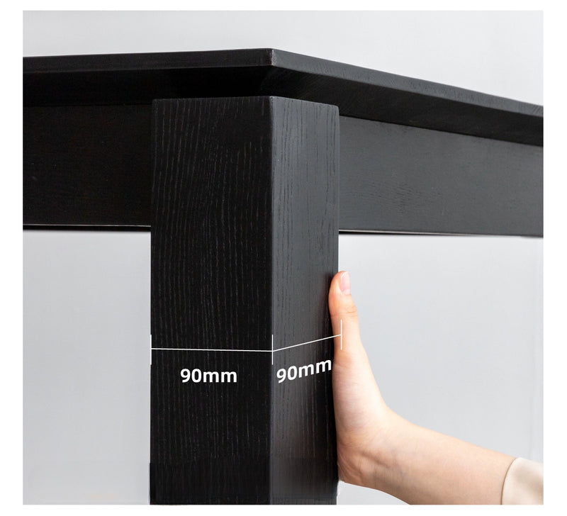 black solid wood dining table  rectangular ash wood