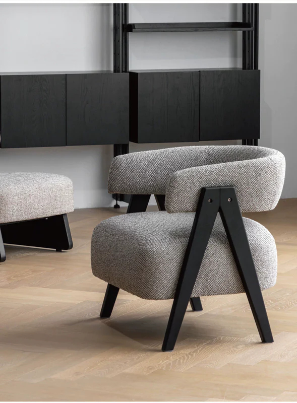 single sofa chair fabric medieval style Italian modern solid wood lazy chair leisure chair armchair