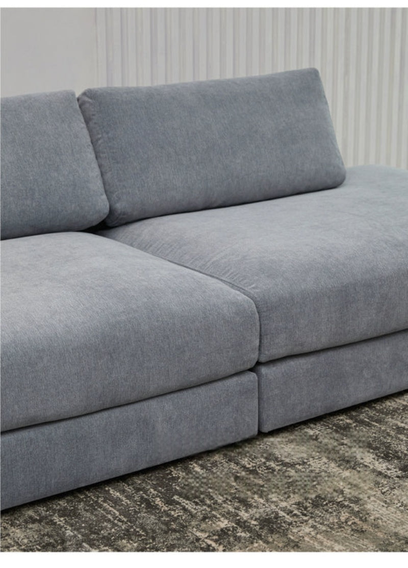 Home Furnishing Blue Fabric Chenille Module Living Room Straight Armrest Storage Box Tofu Block Supo Sofa