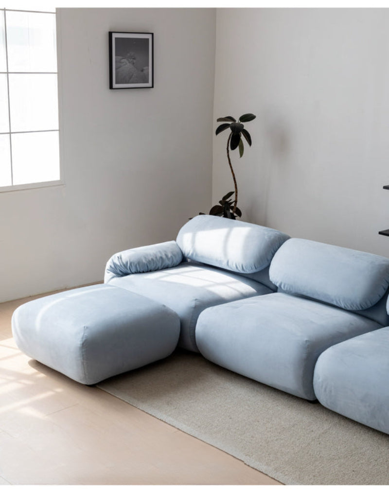 Home Furnishing Single Sofa Blue Italian Minimalist Living Room Fabric Folding Lazy Backrest Adjustable