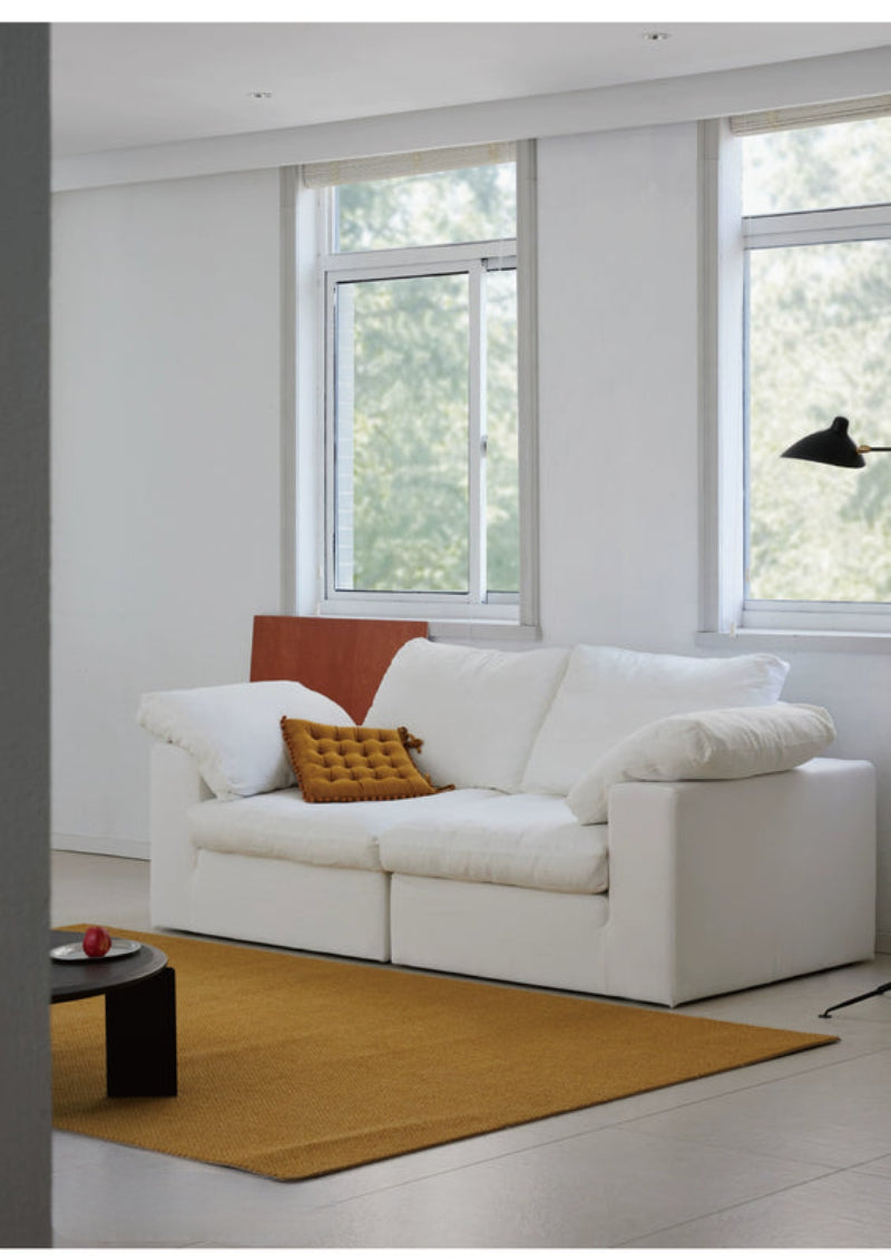 Home Furnishing Cloud Sofa Electric Style Removable and Washable Linen Fabric Down Sofa Can Be Lifted or Sleeped