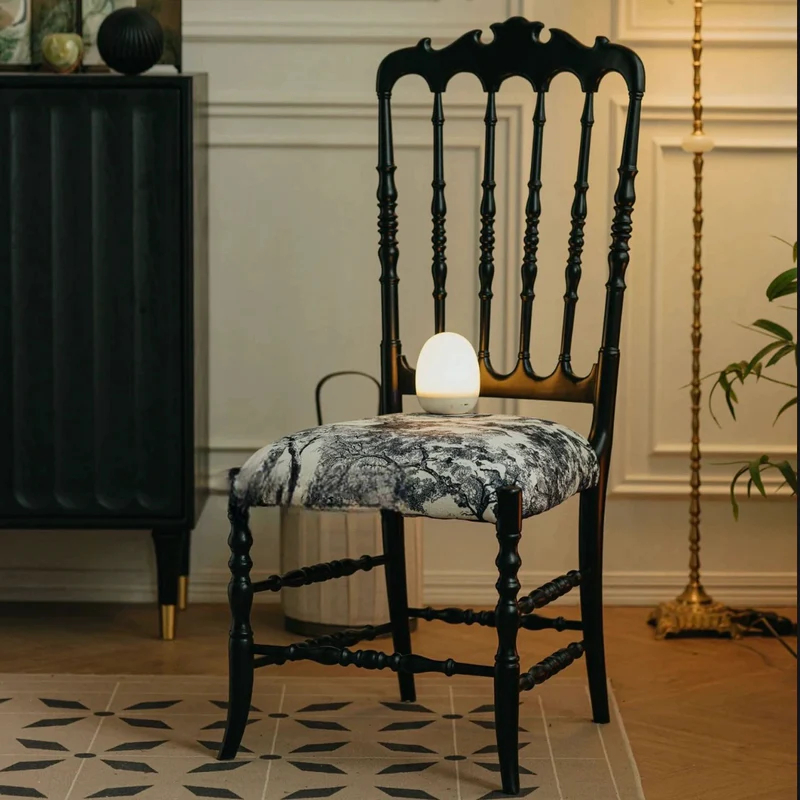French medieval Napoleon chair solid wood dining chair American light luxury high-end soft pack retro dining table chair backrest chair