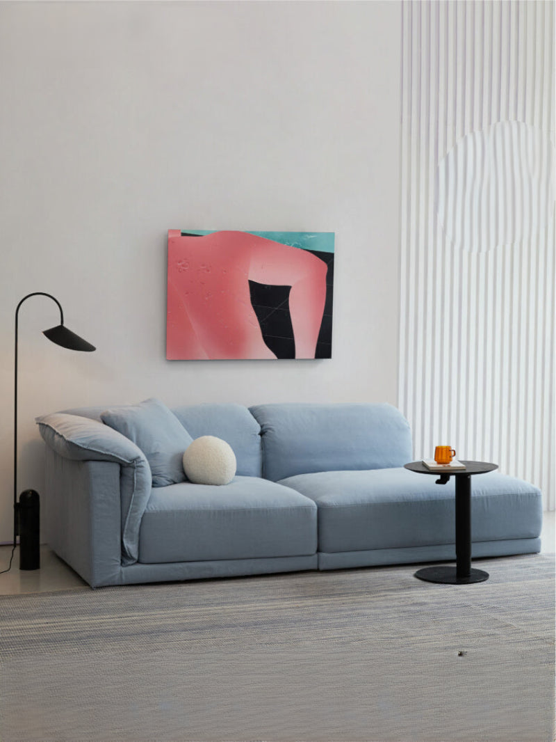 Blue Cotton and Linen Fabric Sofa Small Living Room Multi-person Removable and Washable Free Combination Module Straight Row