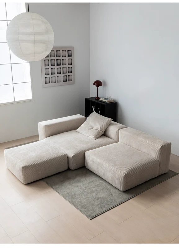 Home Furnishing Corduroy Fabric Modular Sofa Dark Blue Minimalist Free Combination Living Room Small Apartment Tofu Block