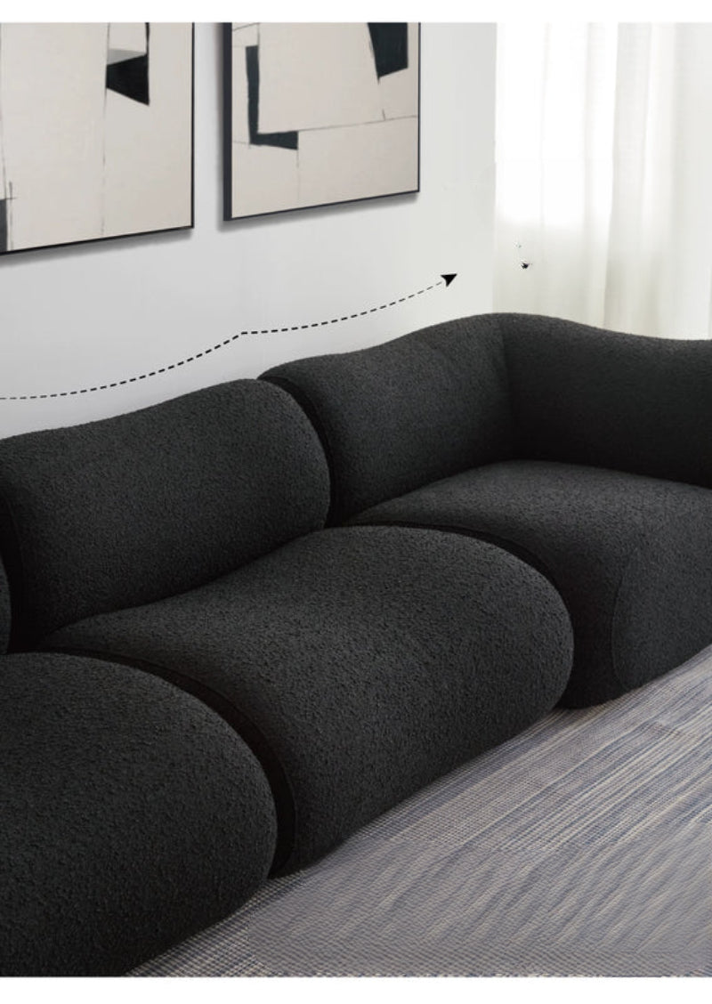 curved fabric sofa lambskin