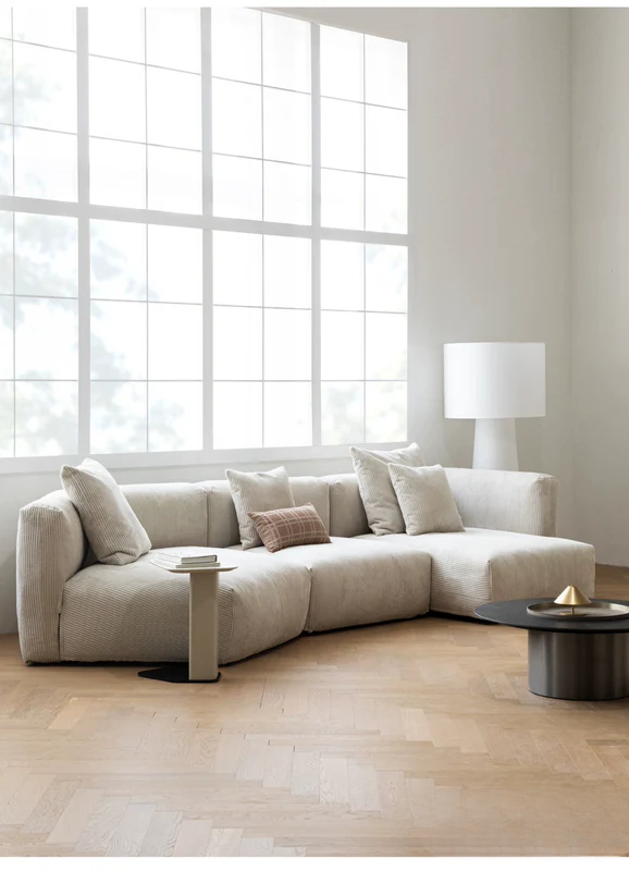 Home Furnishing Corduroy Fabric Sofa Module Combination Nordic Simple Living Room Removable and Washable Tofu Block Sofa