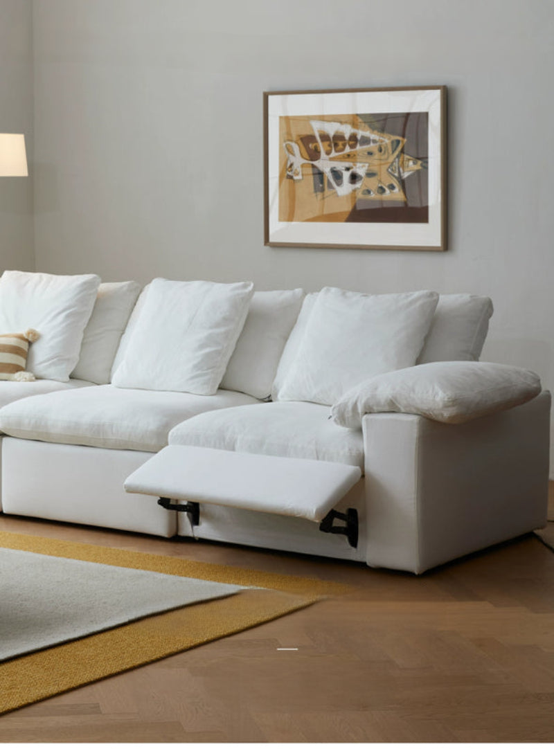 Home Furnishing Cloud Sofa Electric Style Removable and Washable Linen Fabric Down Sofa Can Be Lifted or Sleeped
