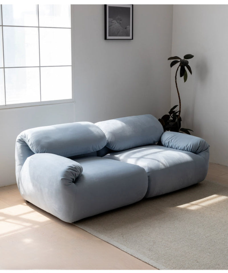 Home Furnishing Single Sofa Blue Italian Minimalist Living Room Fabric Folding Lazy Backrest Adjustable