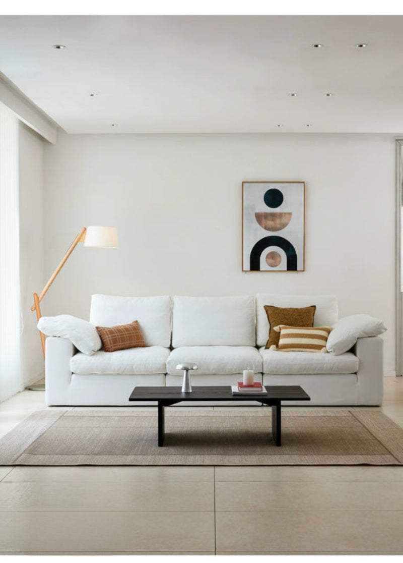 Home Furnishing Cloud Sofa Cream Style Wabi Sabi Style Linen Fabric Down Module Fully Removable and Washable Sofa