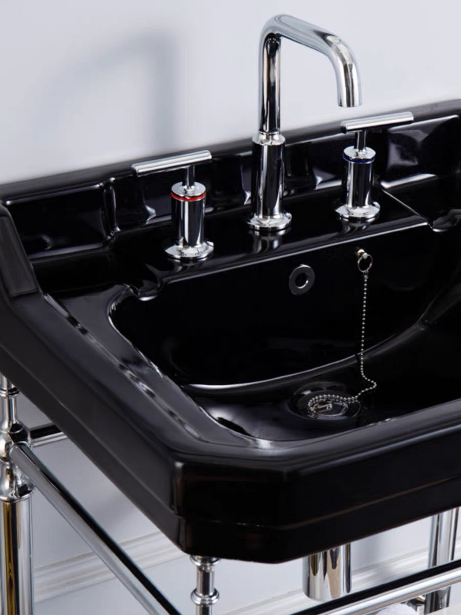 Hudson English Retro Brass Ceramic Bracket Washbasin - Black