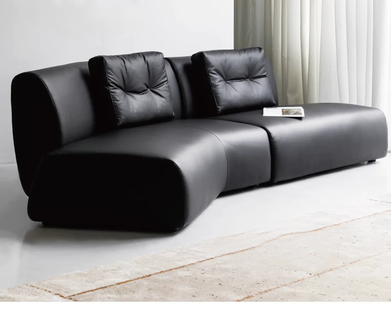 Home Leather Sofa Bevel Black Light Luxury High-end Designer Minimalist Modular Corner Special-shaped Sofa