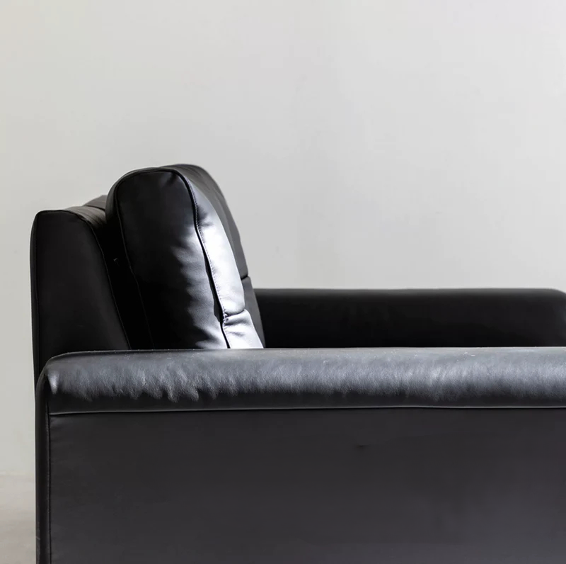 Home Pixel Leather Sofa Removable Backrest Black Italian Light Luxury High-end Adjustable Big Black Bull
