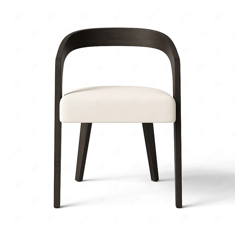 Light Luxury Streamlined Sensibility Wooden Armchair Soft Cushion Fabric Dining ArmChair
