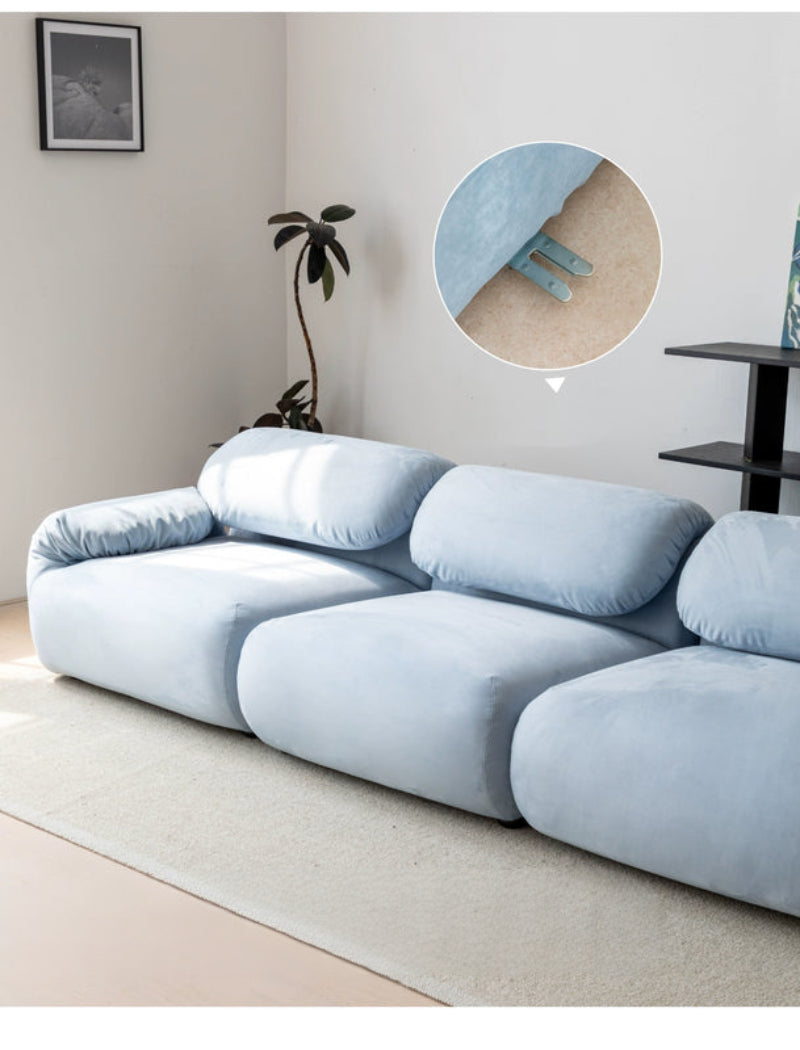 Home Furnishing Single Sofa Blue Italian Minimalist Living Room Fabric Folding Lazy Backrest Adjustable