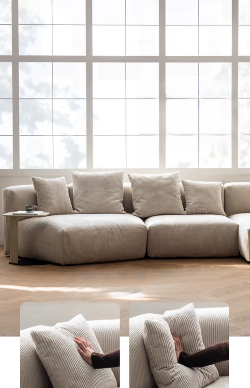 Home Furnishing Corduroy Fabric Sofa Module Combination Nordic Simple Living Room Removable and Washable Tofu Block Sofa