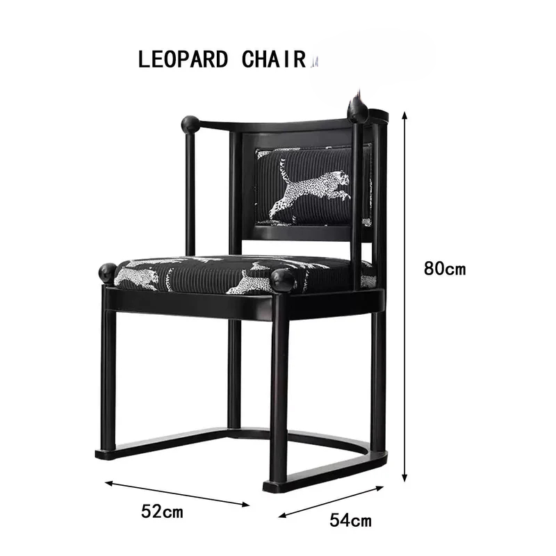 Leopard chair designer solid wood dining chair French medieval dining table chair armchair home retro backrest chair