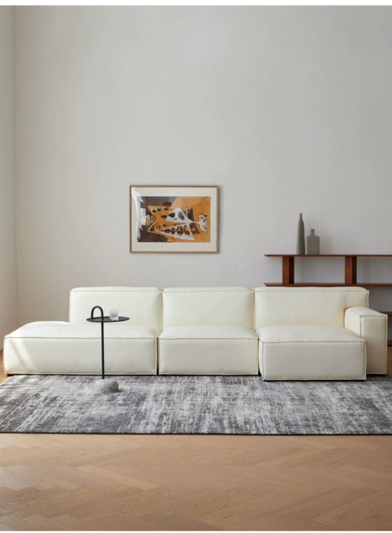 Home Furnishing Square Leather Sofa Module Combination Living Room Straight Leather Art Microfiber Leather Italian Minimalist Modern Simple